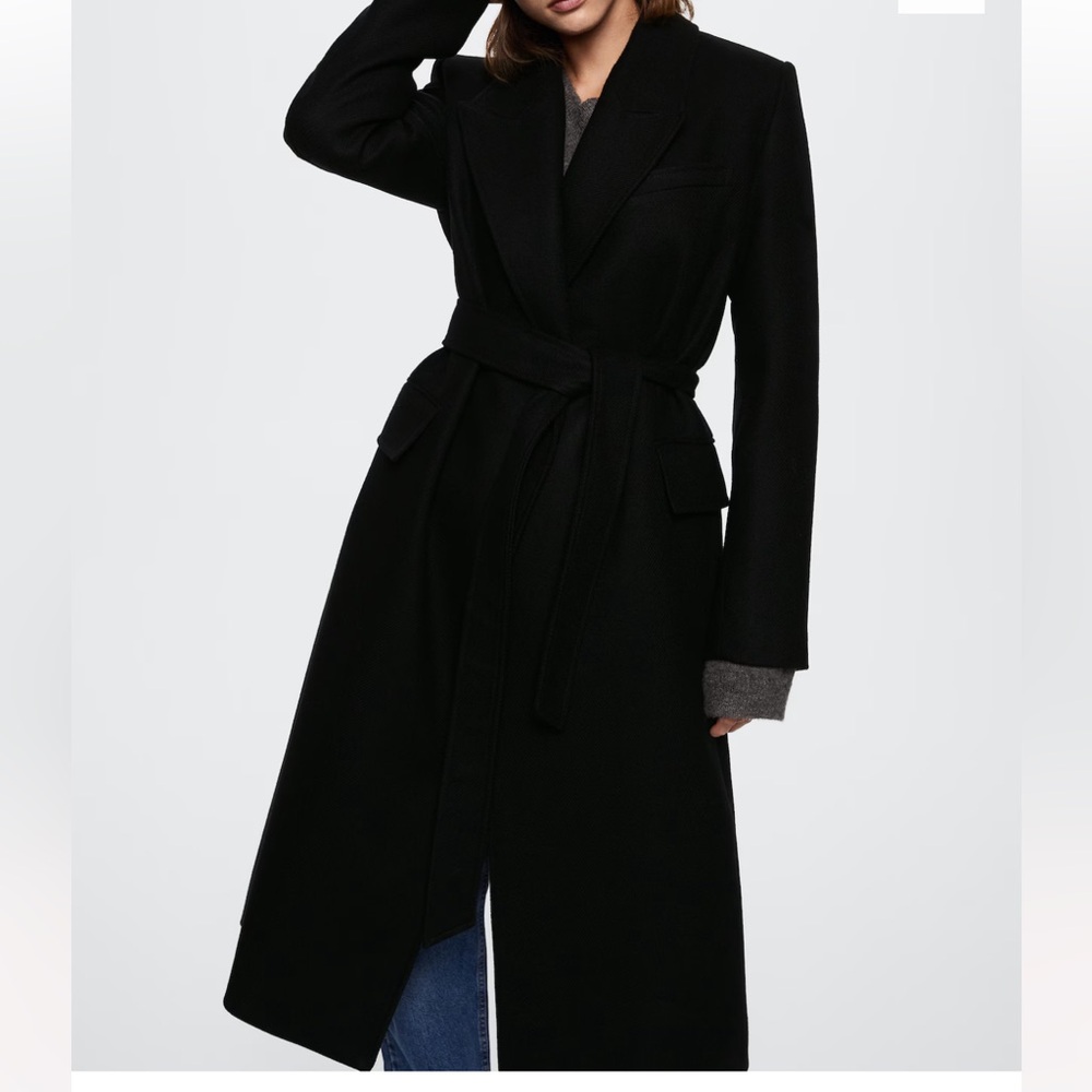 Mango belted wool coat size L